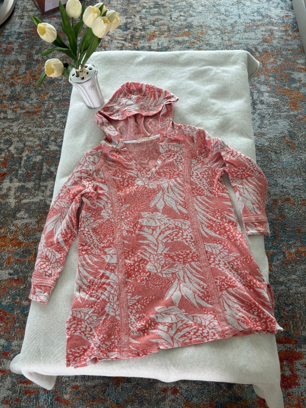 Soft Surroundings Coral Hoodie Tunic Sz S